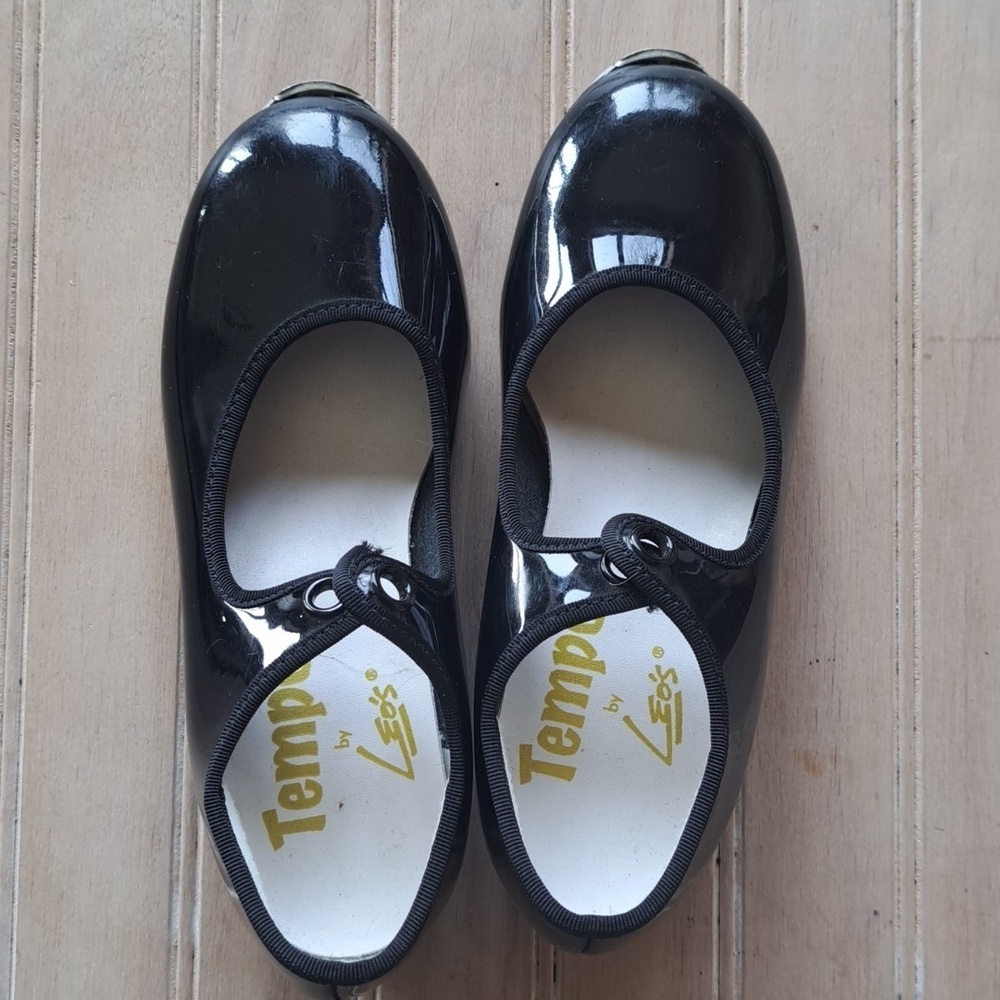 Leo’s Tempo Toddler Tap Dance Black Patent Leather Shiny Finish Mary Jane Shoes